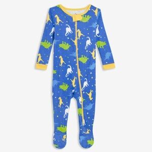 🍊5/$25 Joe Fresh Blue and Yellow Dinosaur Print Kids Footie size 0-3m